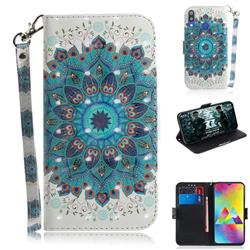 Peacock Mandala 3D Painted Leather Wallet Phone Case for Samsung Galaxy M20