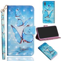 Blue Sea Butterflies 3D Painted Leather Wallet Case for Samsung Galaxy M20