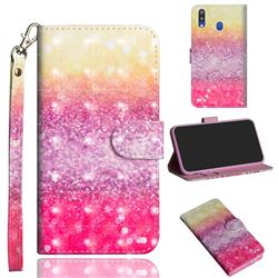 Gradient Rainbow 3D Painted Leather Wallet Case for Samsung Galaxy M20