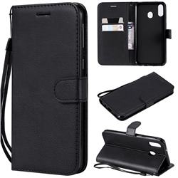 Retro Greek Classic Smooth PU Leather Wallet Phone Case for Samsung Galaxy M20 - Black