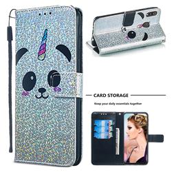 Panda Unicorn Sequins Painted Leather Wallet Case for Samsung Galaxy M20