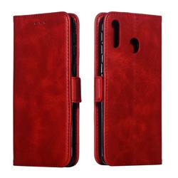 Retro Classic Calf Pattern Leather Wallet Phone Case for Samsung Galaxy M20 - Red