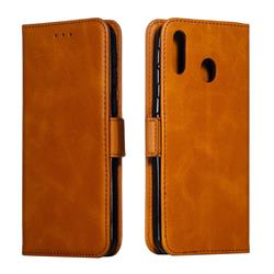 Retro Classic Calf Pattern Leather Wallet Phone Case for Samsung Galaxy M20 - Yellow