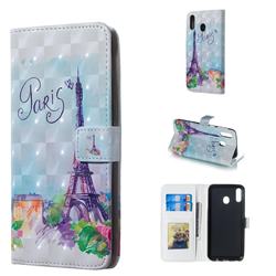 Paris Tower 3D Painted Leather Phone Wallet Case for Samsung Galaxy M20