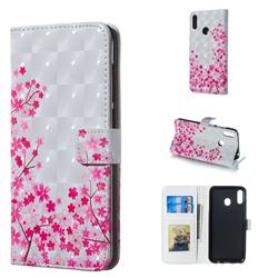 Cherry Blossom 3D Painted Leather Phone Wallet Case for Samsung Galaxy M20