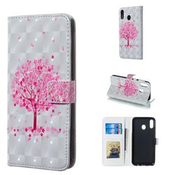 Sakura Flower Tree 3D Painted Leather Phone Wallet Case for Samsung Galaxy M20