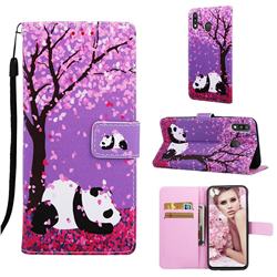 Cherry Blossom Panda Matte Leather Wallet Phone Case for Samsung Galaxy M20
