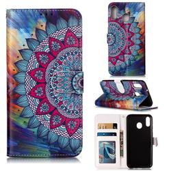 Mandala Flower 3D Relief Oil PU Leather Wallet Case for Samsung Galaxy M20
