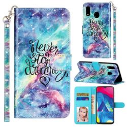 Blue Starry Sky 3D Leather Phone Holster Wallet Case for Samsung Galaxy M20