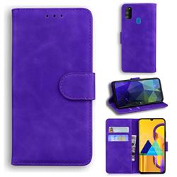 Retro Classic Skin Feel Leather Wallet Phone Case for Samsung Galaxy M21 - Purple