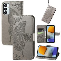 Embossing Mandala Flower Butterfly Leather Wallet Case for Samsung Galaxy M23 - Gray