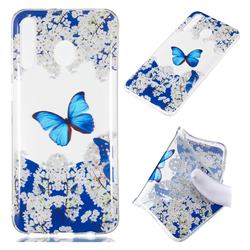 Blue Butterfly Flower Super Clear Soft TPU Back Cover for Samsung Galaxy M30