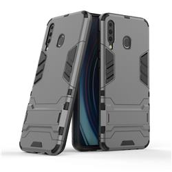 Armor Premium Tactical Grip Kickstand Shockproof Dual Layer Rugged Hard Cover for Samsung Galaxy M30 - Gray
