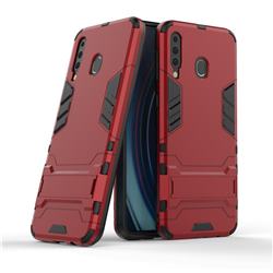 Armor Premium Tactical Grip Kickstand Shockproof Dual Layer Rugged Hard Cover for Samsung Galaxy M30 - Wine Red