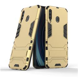 Armor Premium Tactical Grip Kickstand Shockproof Dual Layer Rugged Hard Cover for Samsung Galaxy M30 - Golden
