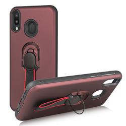 Raytheon Multi-function Ribbon Stand Back Cover for Samsung Galaxy M30 - Wine Red