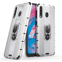 Alita Battle Angel Armor Metal Ring Grip Shockproof Dual Layer Rugged Hard Cover for Samsung Galaxy M30 - Silver