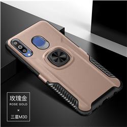 Knight Armor Anti Drop PC + Silicone Invisible Ring Holder Phone Cover for Samsung Galaxy M30 - Rose Gold