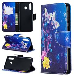 Yellow Flower Butterfly Leather Wallet Case for Samsung Galaxy M30