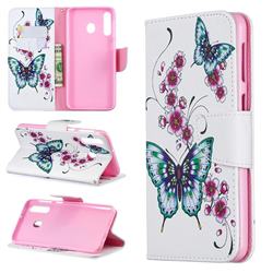 Peach Butterflies Leather Wallet Case for Samsung Galaxy M30