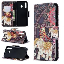 Totem Flower Elephant Leather Wallet Case for Samsung Galaxy M30