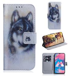 Snow Wolf PU Leather Wallet Case for Samsung Galaxy M30