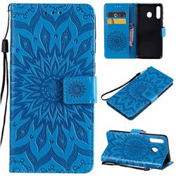 Embossing Sunflower Leather Wallet Case for Samsung Galaxy M30 - Blue