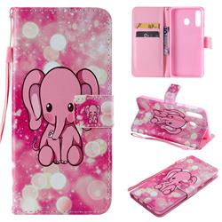 Pink Elephant PU Leather Wallet Case for Samsung Galaxy M30