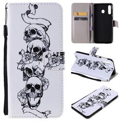 Skull Head PU Leather Wallet Case for Samsung Galaxy M30