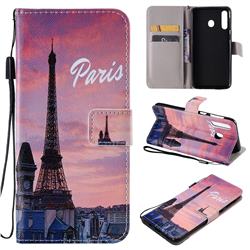 Paris Eiffel Tower PU Leather Wallet Case for Samsung Galaxy M30