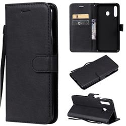 Retro Greek Classic Smooth PU Leather Wallet Phone Case for Samsung Galaxy M30 - Black