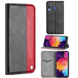 Classic Business Ultra Slim Magnetic Sucking Stitching Flip Cover for Samsung Galaxy M30 - Red