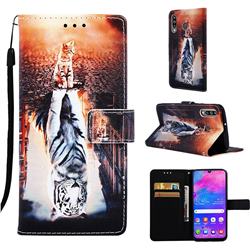 Cat and Tiger Matte Leather Wallet Phone Case for Samsung Galaxy M30