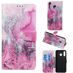 Pink Seawater PU Leather Wallet Case for Samsung Galaxy M30