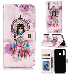 Wind Chimes Owl 3D Relief Oil PU Leather Wallet Case for Samsung Galaxy M30