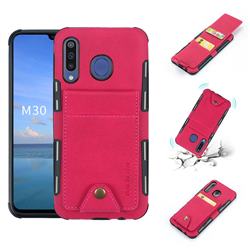 Woven Pattern Multi-function Leather Phone Case for Samsung Galaxy M30 - Red