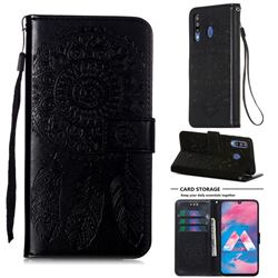 Embossing Dream Catcher Mandala Flower Leather Wallet Case for Samsung Galaxy M30 - Black
