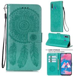 Embossing Dream Catcher Mandala Flower Leather Wallet Case for Samsung Galaxy M30 - Green