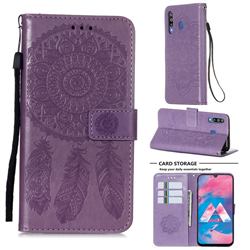 Embossing Dream Catcher Mandala Flower Leather Wallet Case for Samsung Galaxy M30 - Purple