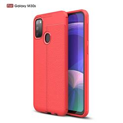 Luxury Auto Focus Litchi Texture Silicone TPU Back Cover for Samsung Galaxy M30s - Red