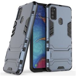 Armor Premium Tactical Grip Kickstand Shockproof Dual Layer Rugged Hard Cover for Samsung Galaxy M30s - Navy
