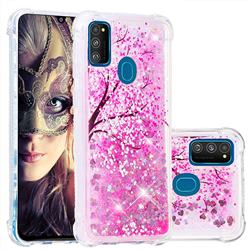Pink Cherry Blossom Dynamic Liquid Glitter Sand Quicksand Star TPU Case for Samsung Galaxy M30s
