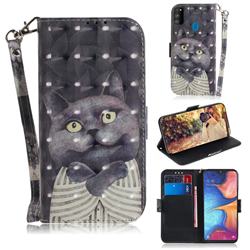 Cat Embrace 3D Painted Leather Wallet Phone Case for Samsung Galaxy M30s