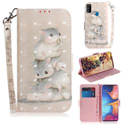 Three Squirrels 3D Painted Leather Wallet Phone Case for Samsung Galaxy M30s