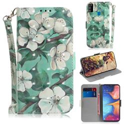 Watercolor Flower 3D Painted Leather Wallet Phone Case for Samsung Galaxy M30s