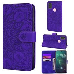 Retro Embossing Mandala Flower Leather Wallet Case for Samsung Galaxy M30s - Purple