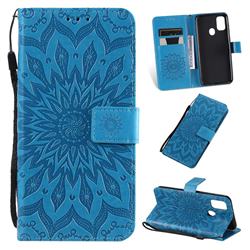 Embossing Sunflower Leather Wallet Case for Samsung Galaxy M30s - Blue