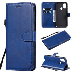 Retro Greek Classic Smooth PU Leather Wallet Phone Case for Samsung Galaxy M30s - Blue