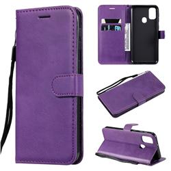Retro Greek Classic Smooth PU Leather Wallet Phone Case for Samsung Galaxy M30s - Purple