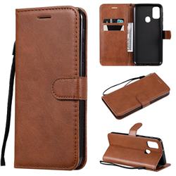 Retro Greek Classic Smooth PU Leather Wallet Phone Case for Samsung Galaxy M30s - Brown